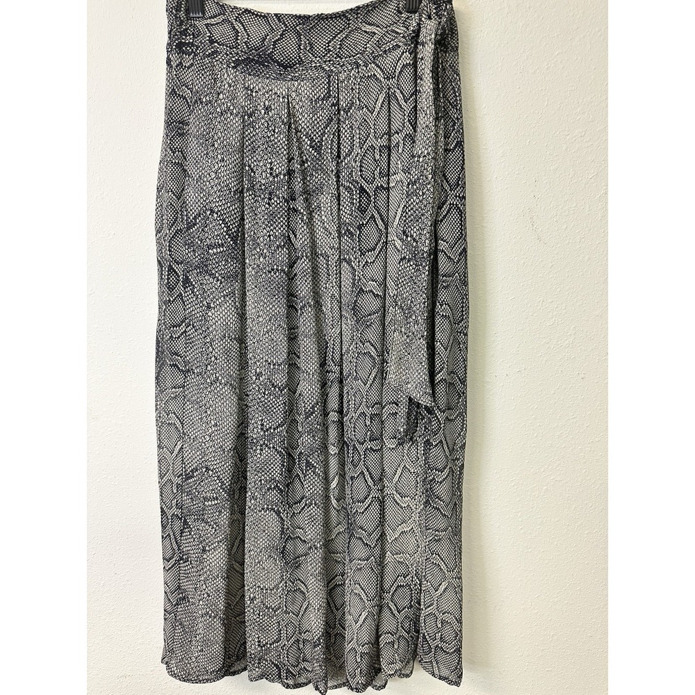 Anthropologie Maeve Annette Snakeskin Slit Pleated Chiffon Midi Tie Skirt Size 4